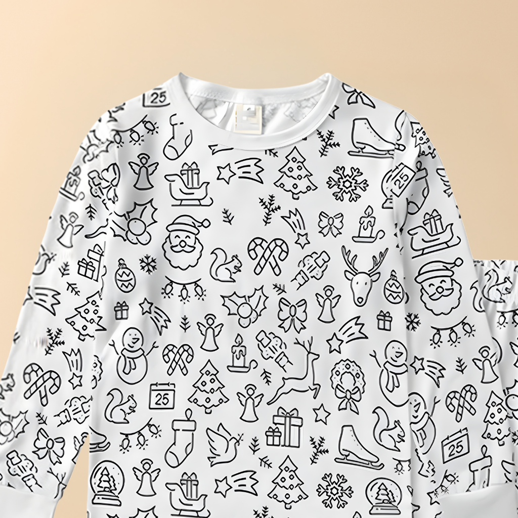 Festive Christmas Coloring Pajama Set For Kids Sleepwear Edition | Temsk