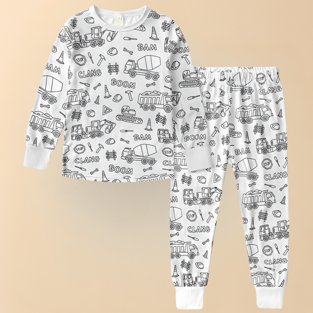 Festive Christmas Coloring Pajama Set For Kids Sleepwear Edition | Temsk