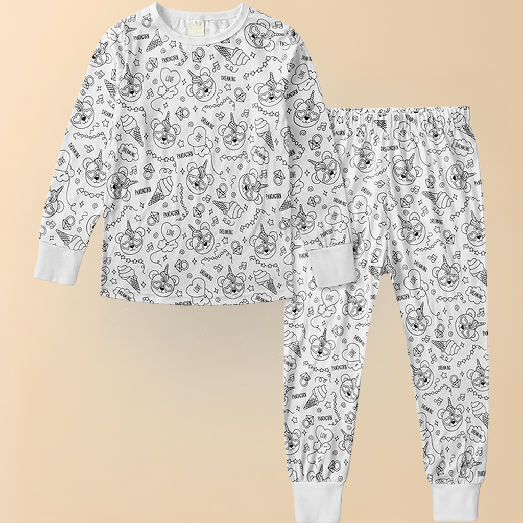 Festive Christmas Coloring Pajama Set For Kids Sleepwear Edition | Temsk