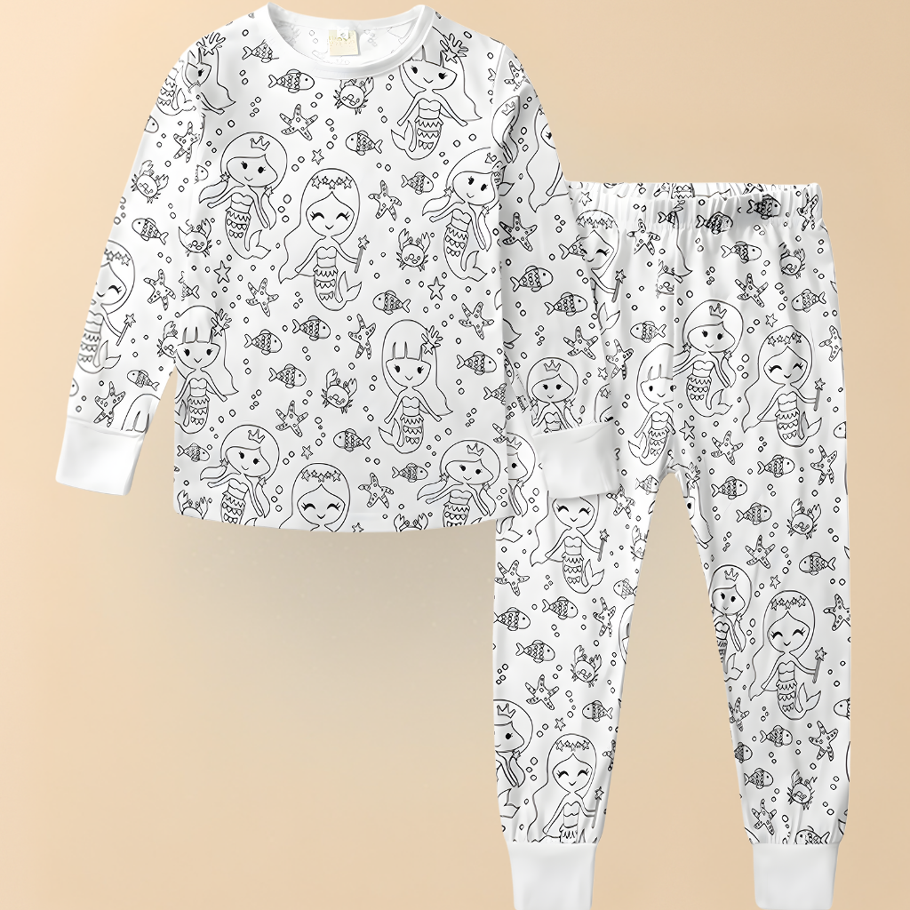 Festive Christmas Coloring Pajama Set For Kids Sleepwear Edition | Temsk
