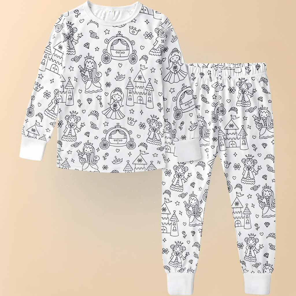 Festive Christmas Coloring Pajama Set For Kids Sleepwear Edition | Temsk