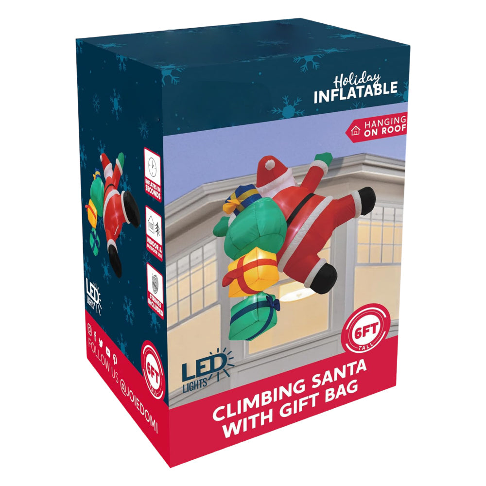 Climbing Santa Inflatable With LED Lights For Outdoor Christmas Decor | Temsk