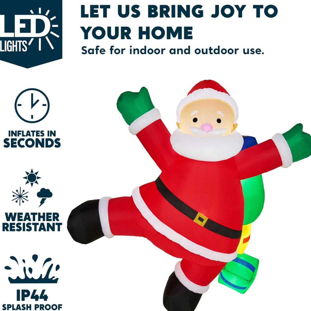 Climbing Santa Inflatable With LED Lights For Outdoor Christmas Decor | Temsk