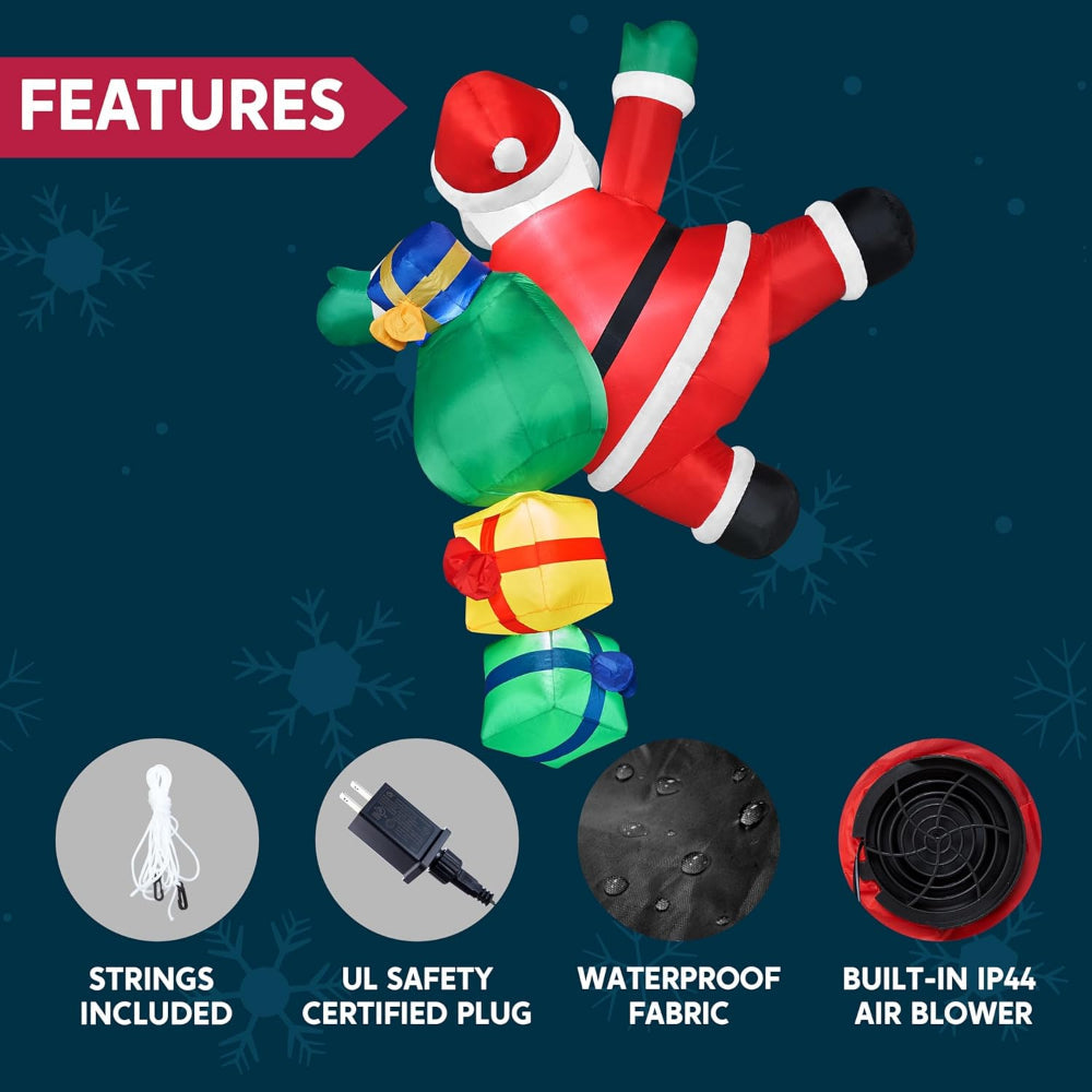 Climbing Santa Inflatable With LED Lights For Outdoor Christmas Decor | Temsk