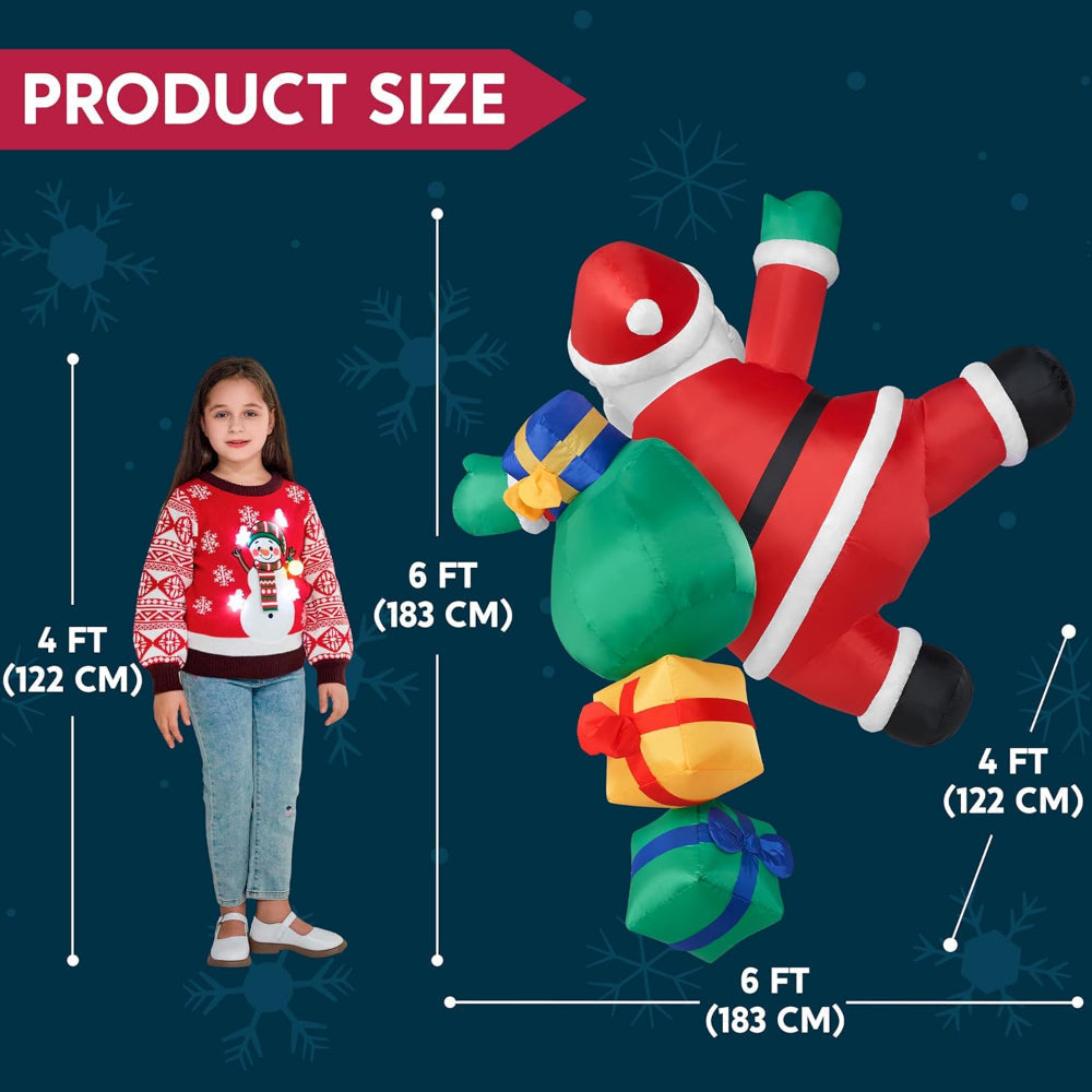 Climbing Santa Inflatable With LED Lights For Outdoor Christmas Decor | Temsk