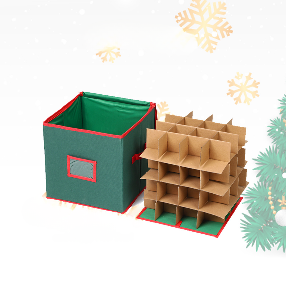 Aufbewahrungsbox für Weihnachtsornamente mit verstellbaren Fächern und durchsichtigem Fenster | Temsk