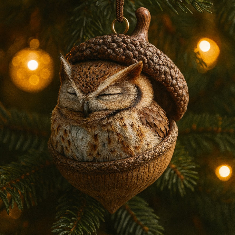 Weihnachtsornamente mit Eichel-Motiv für Waldtier-Baumschmuck | Temsk