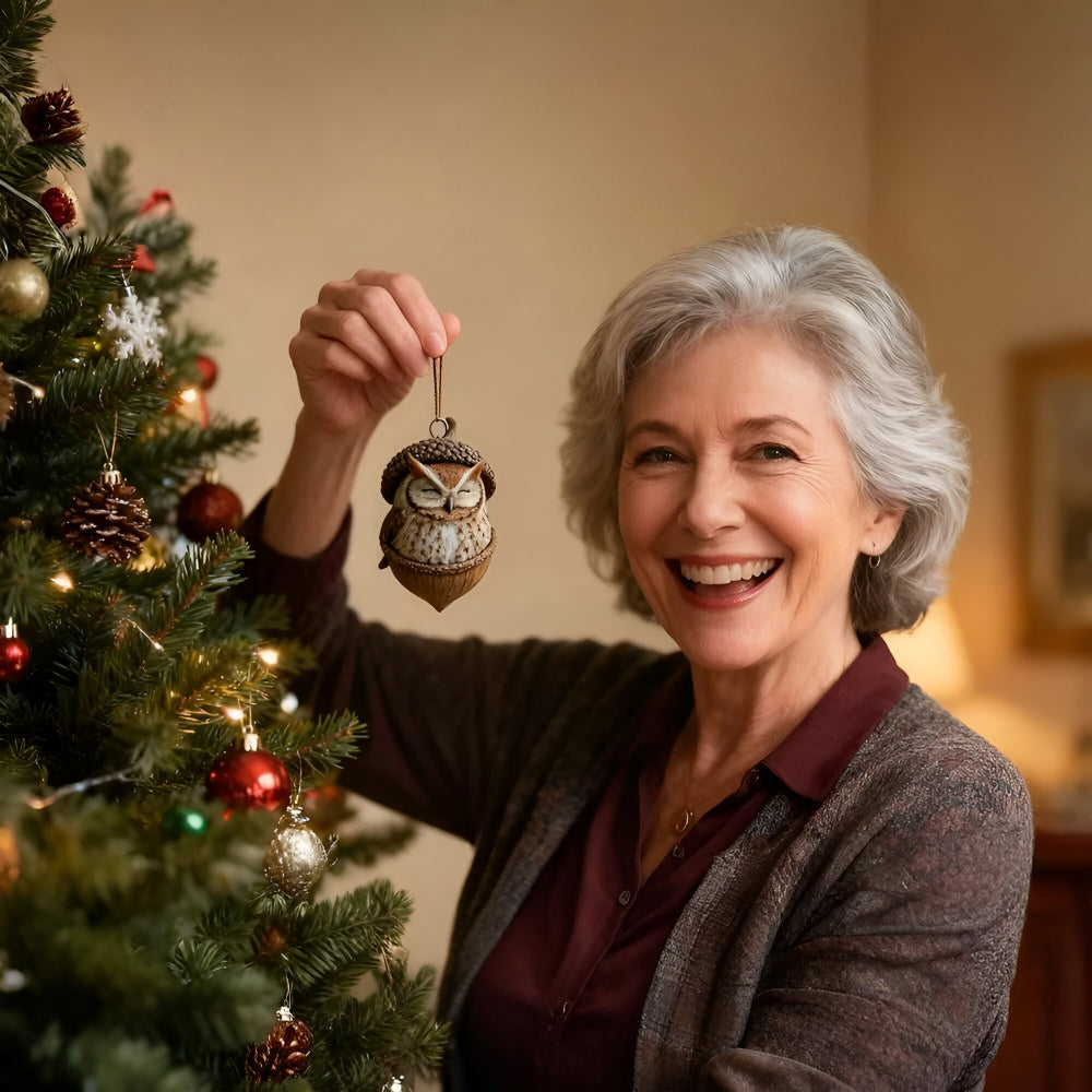 Weihnachtsornamente mit Eichel-Motiv für Waldtier-Baumschmuck | Temsk