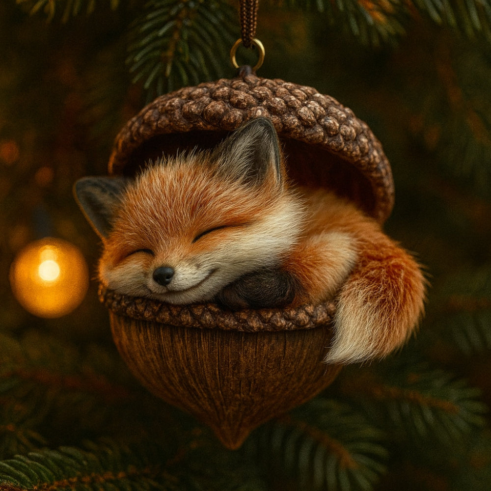 Weihnachtsornamente mit Eichel-Motiv für Waldtier-Baumschmuck | Temsk