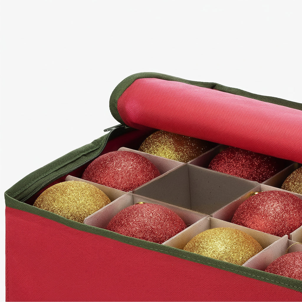 Aufbewahrungsbox für Weihnachtsornamente mit verstellbaren Trennwänden, fasst 128 Ornamente | Temsk
