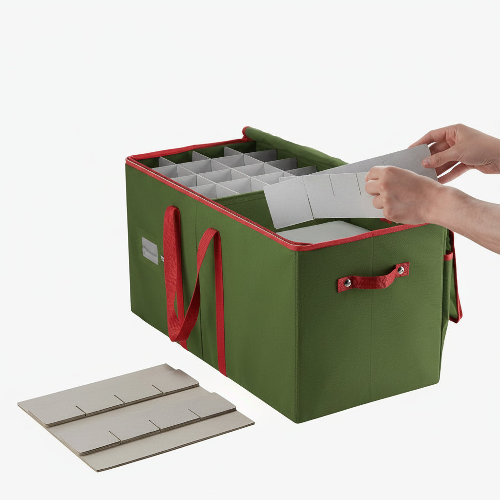 Aufbewahrungsbox für Weihnachtsornamente mit verstellbaren Trennwänden, fasst 128 Ornamente | Temsk