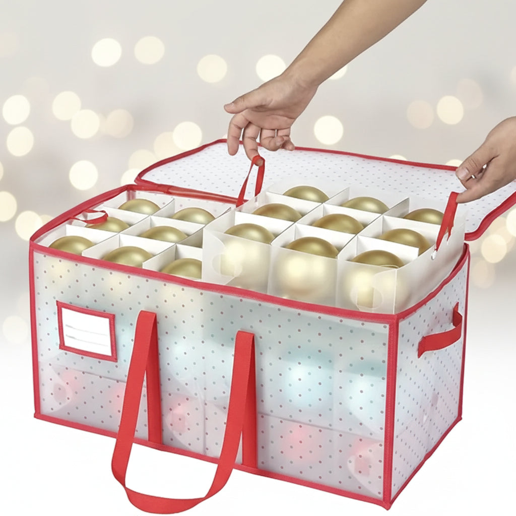 Christmas Ornament Organizer In Large Zippered Box | Temsk