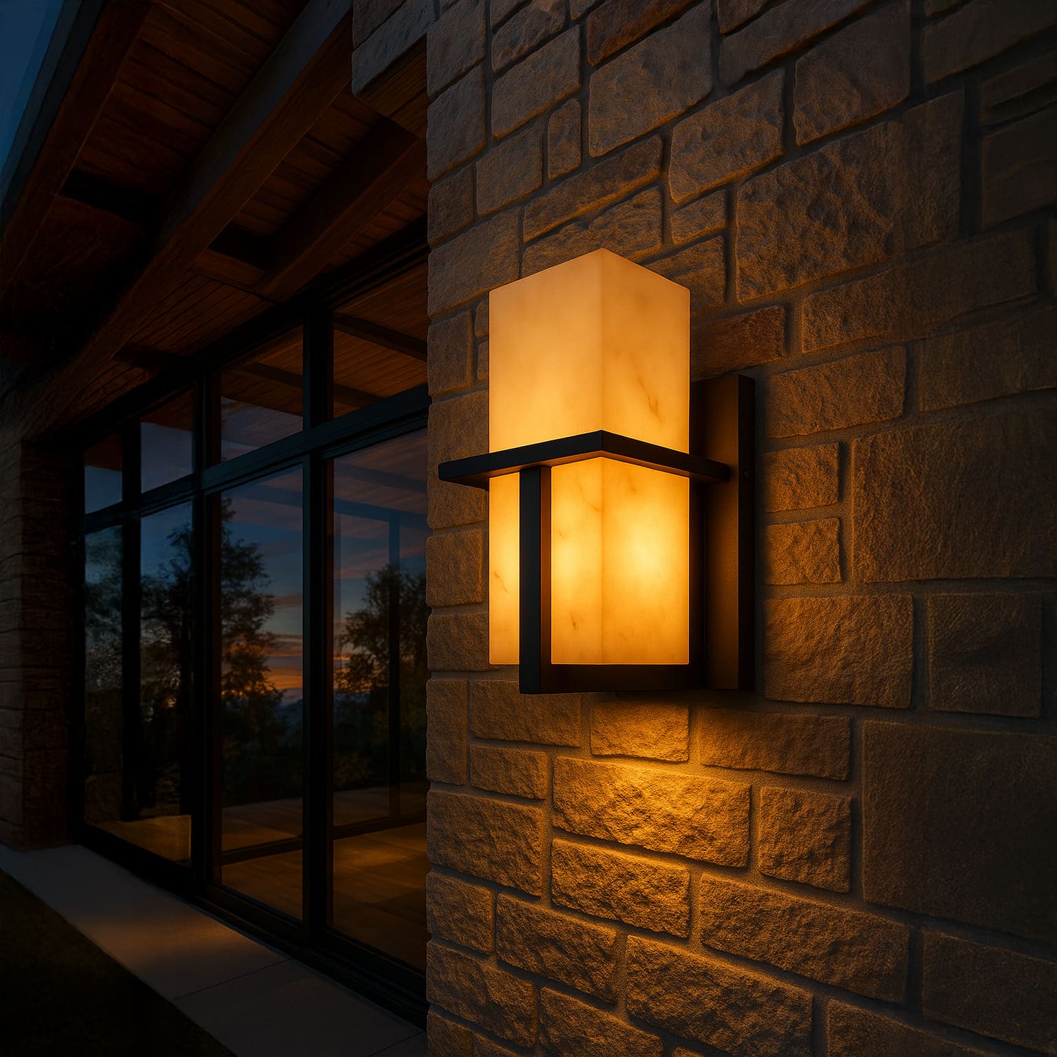 AuroraStone Modern Sleek Outdoor Wall Sconce Light With Marble Finish | Temsk