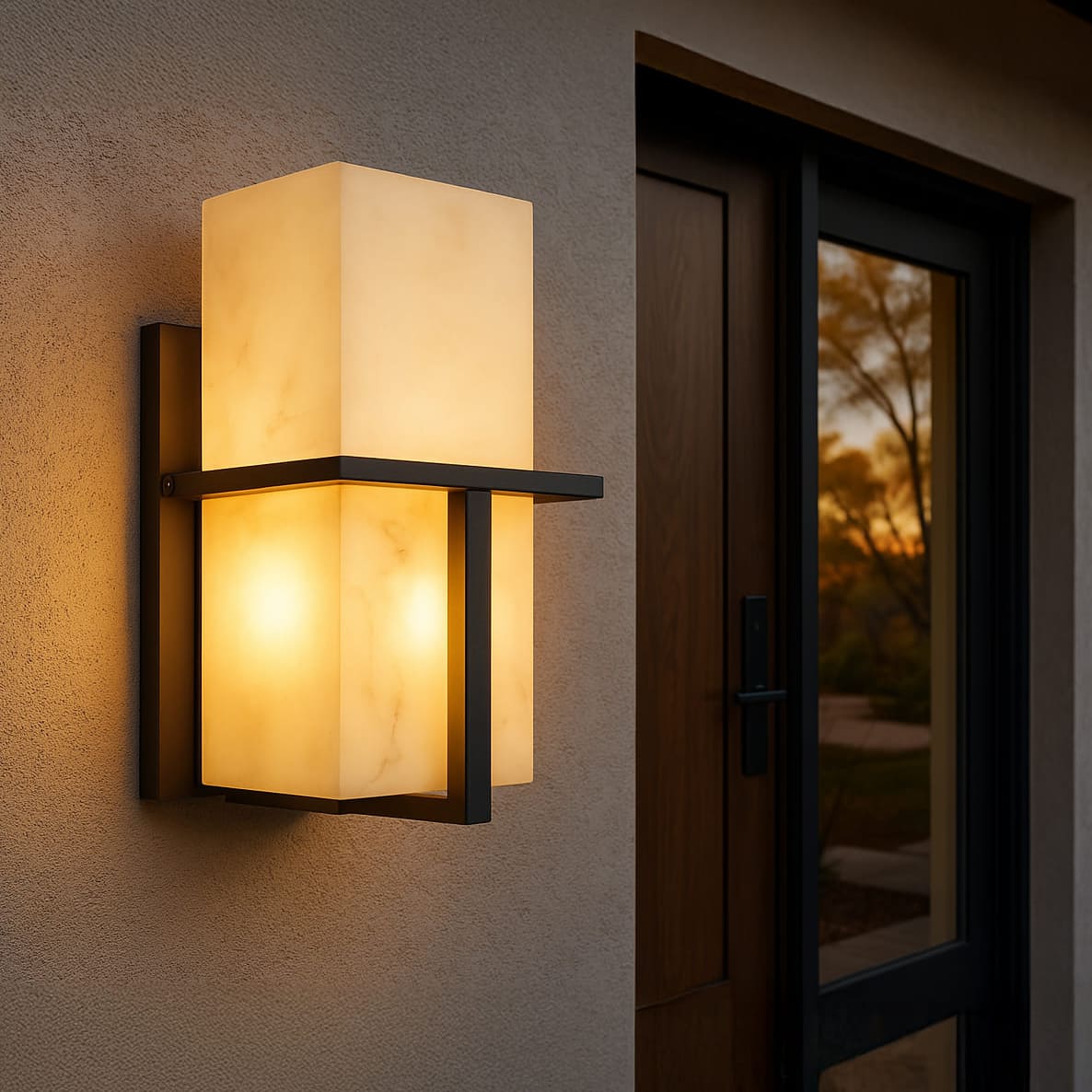 AuroraStone Modern Sleek Outdoor Wall Sconce Light With Marble Finish | Temsk