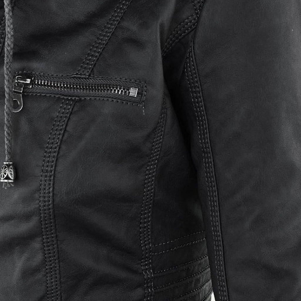 Evercrest Double Lined Hooded Leather Jacket For Ladies | Temsk