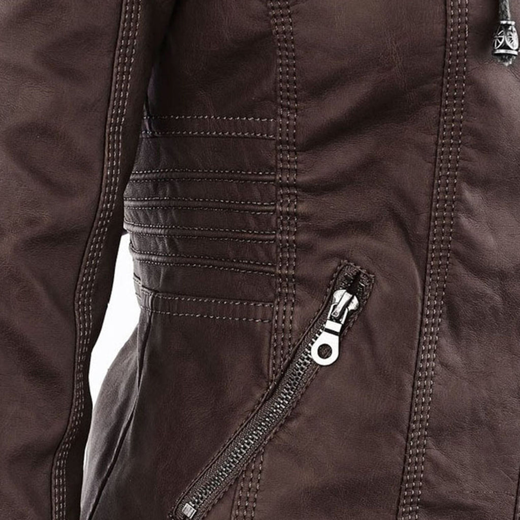 Evercrest Double Lined Hooded Leather Jacket For Ladies | Temsk