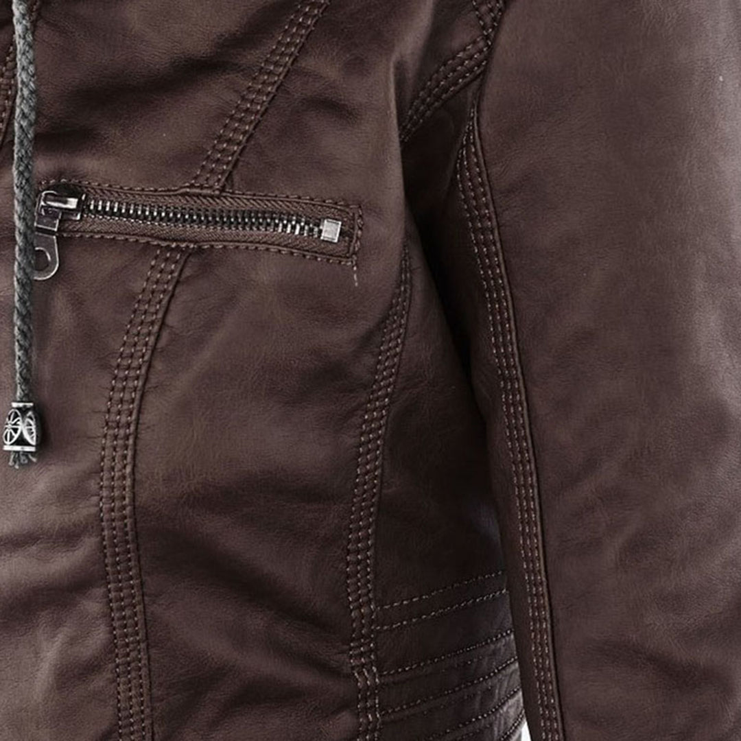 Evercrest Double Lined Hooded Leather Jacket For Ladies | Temsk