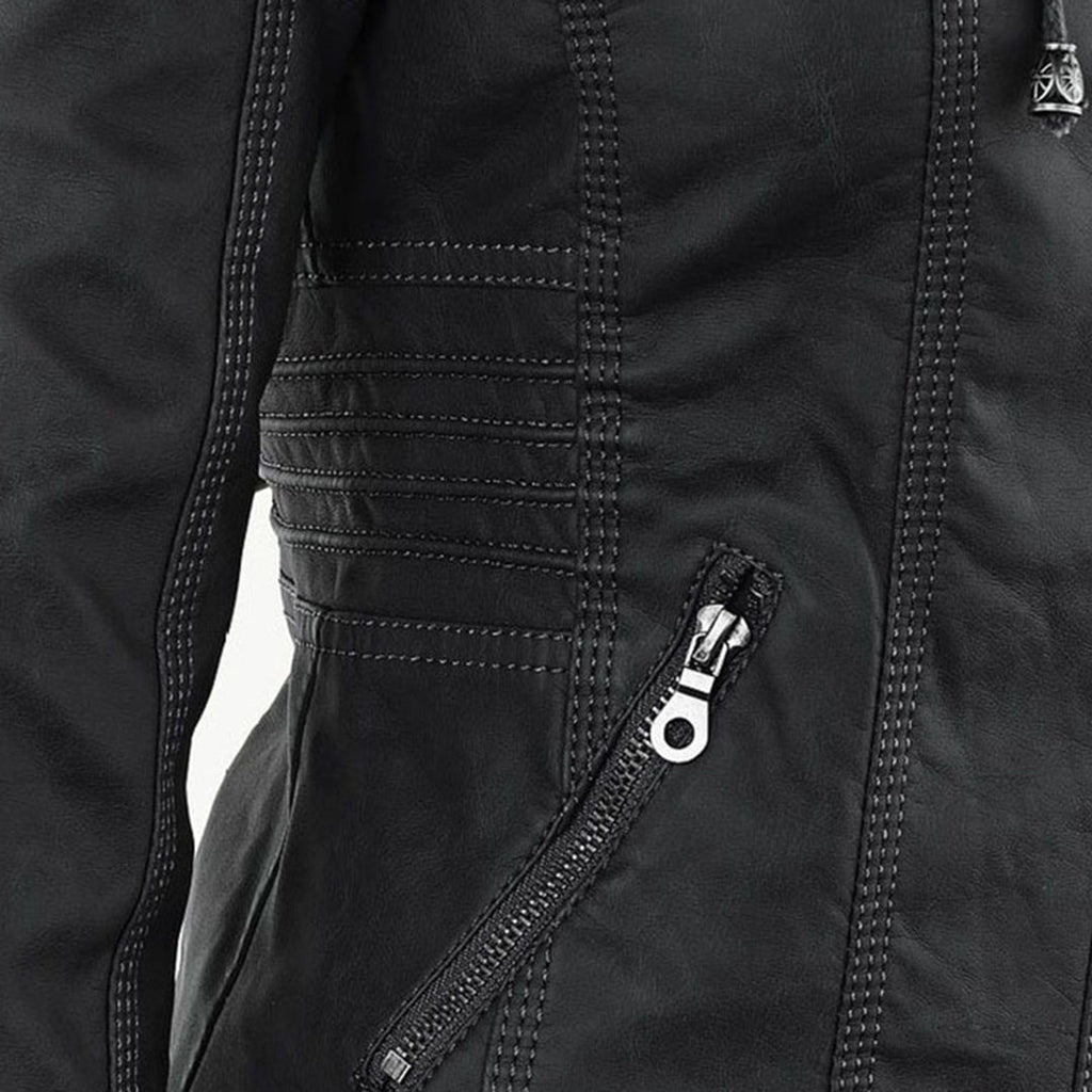 Evercrest Double Lined Hooded Leather Jacket For Ladies | Temsk