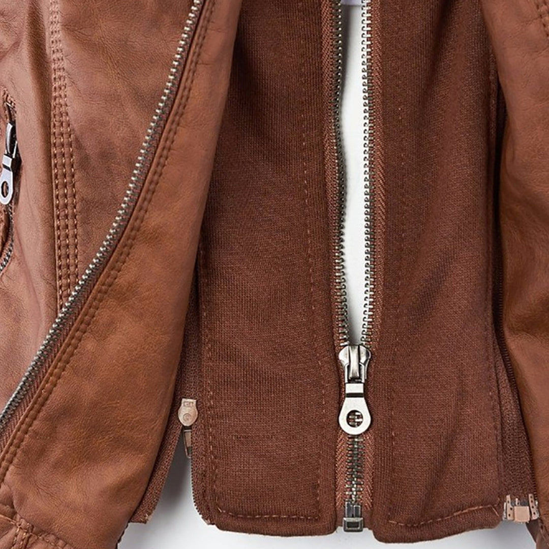 Evercrest Double Lined Hooded Leather Jacket For Ladies | Temsk