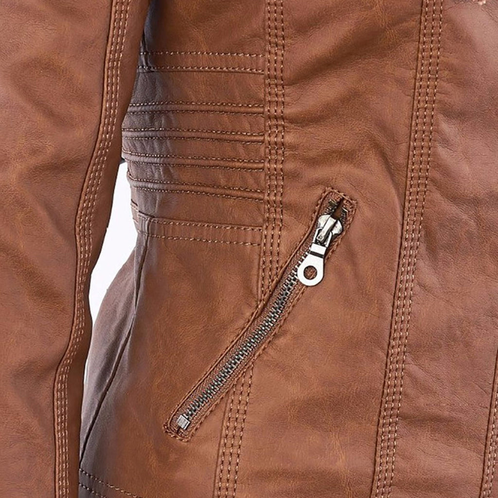 Evercrest Double Lined Hooded Leather Jacket For Ladies | Temsk