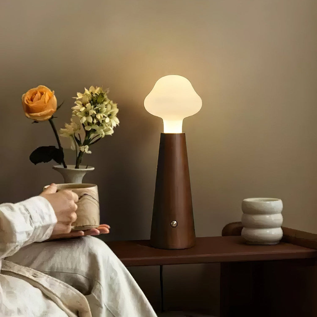 Lyrae Lumina Table Lamp in Metal Wood and Acrylic Finish | Snurv | Temsk
