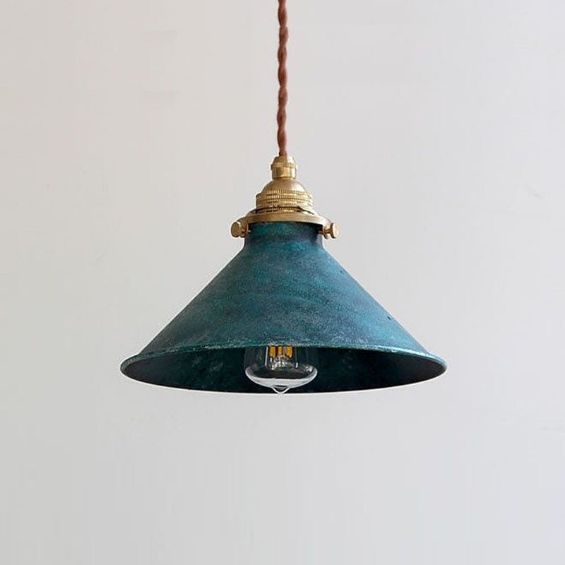 Vintage Pendant Light Fixture With Conical Metal Shade, 12-Inch Diameter | Temsk