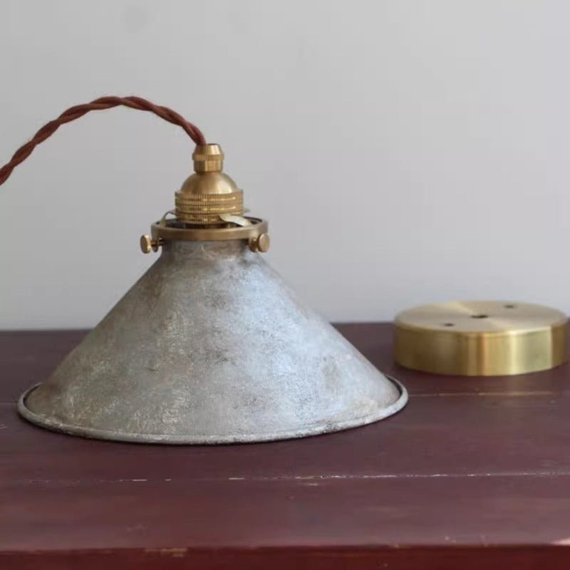 Vintage Pendant Light Fixture With Conical Metal Shade, 12-Inch Diameter | Temsk
