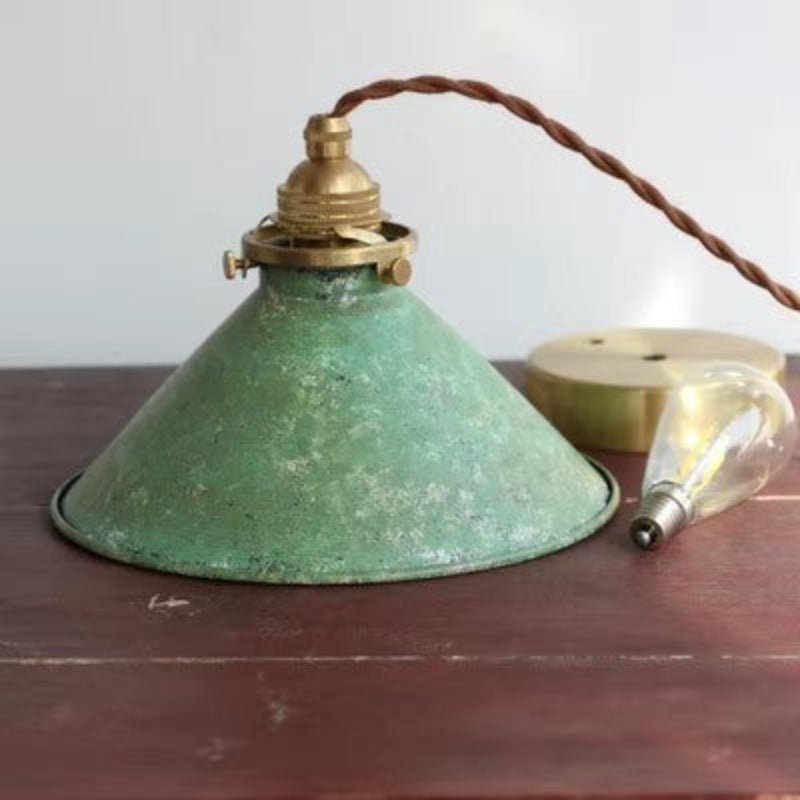 Vintage Pendant Light Fixture With Conical Metal Shade, 12-Inch Diameter | Temsk