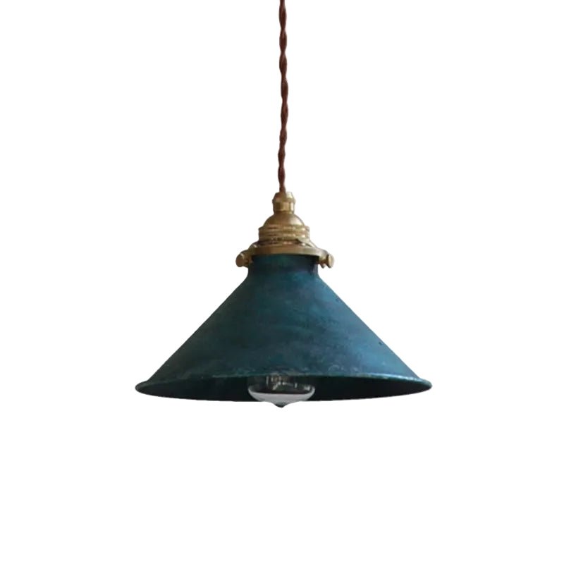 Vintage Pendant Light Fixture With Conical Metal Shade, 12-Inch Diameter | Temsk