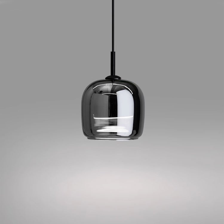 Black Glass Pendant Light Fixture, 12-Inch Diameter, Contemporary | Temsk