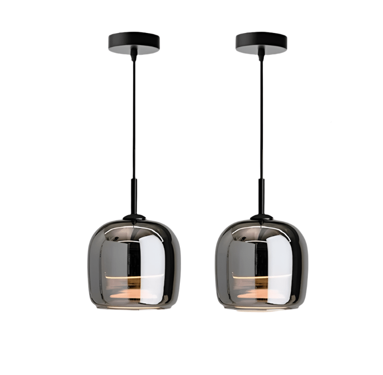 Black Glass Pendant Light Fixture, 12-Inch Diameter, Contemporary | Temsk