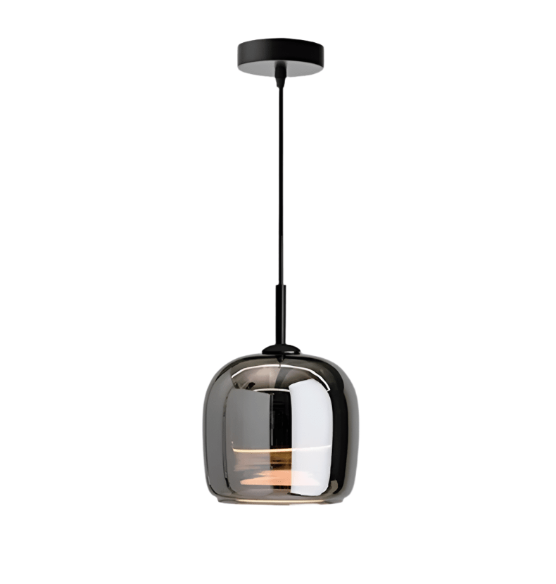 Black Glass Pendant Light Fixture, 12-Inch Diameter, Contemporary | Temsk