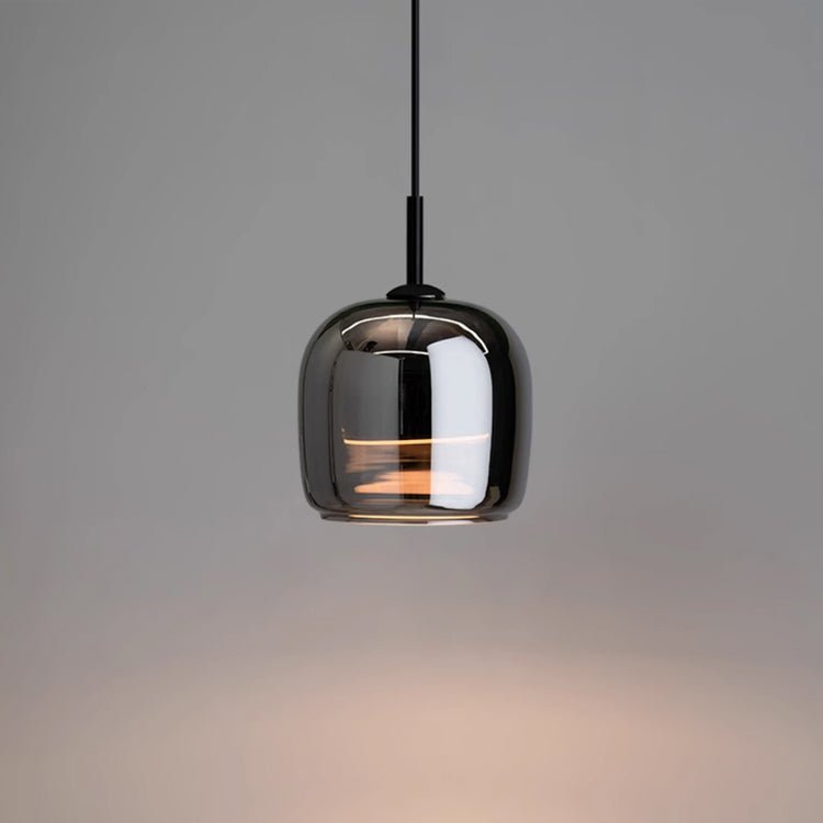 Black Glass Pendant Light Fixture, 12-Inch Diameter, Contemporary | Temsk