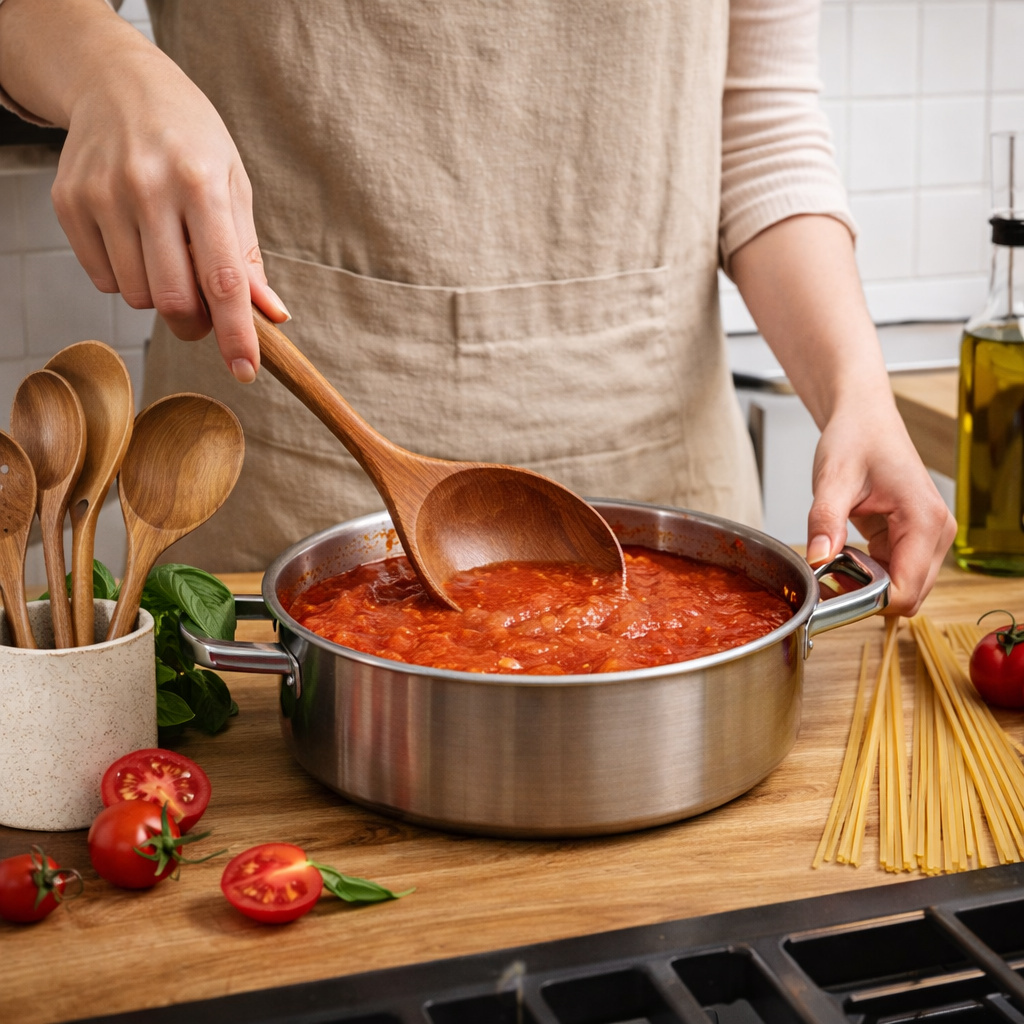 Handcrafted Wooden Kitchen Utensils Set Non Scratch for Everyday Cooking | Temsk