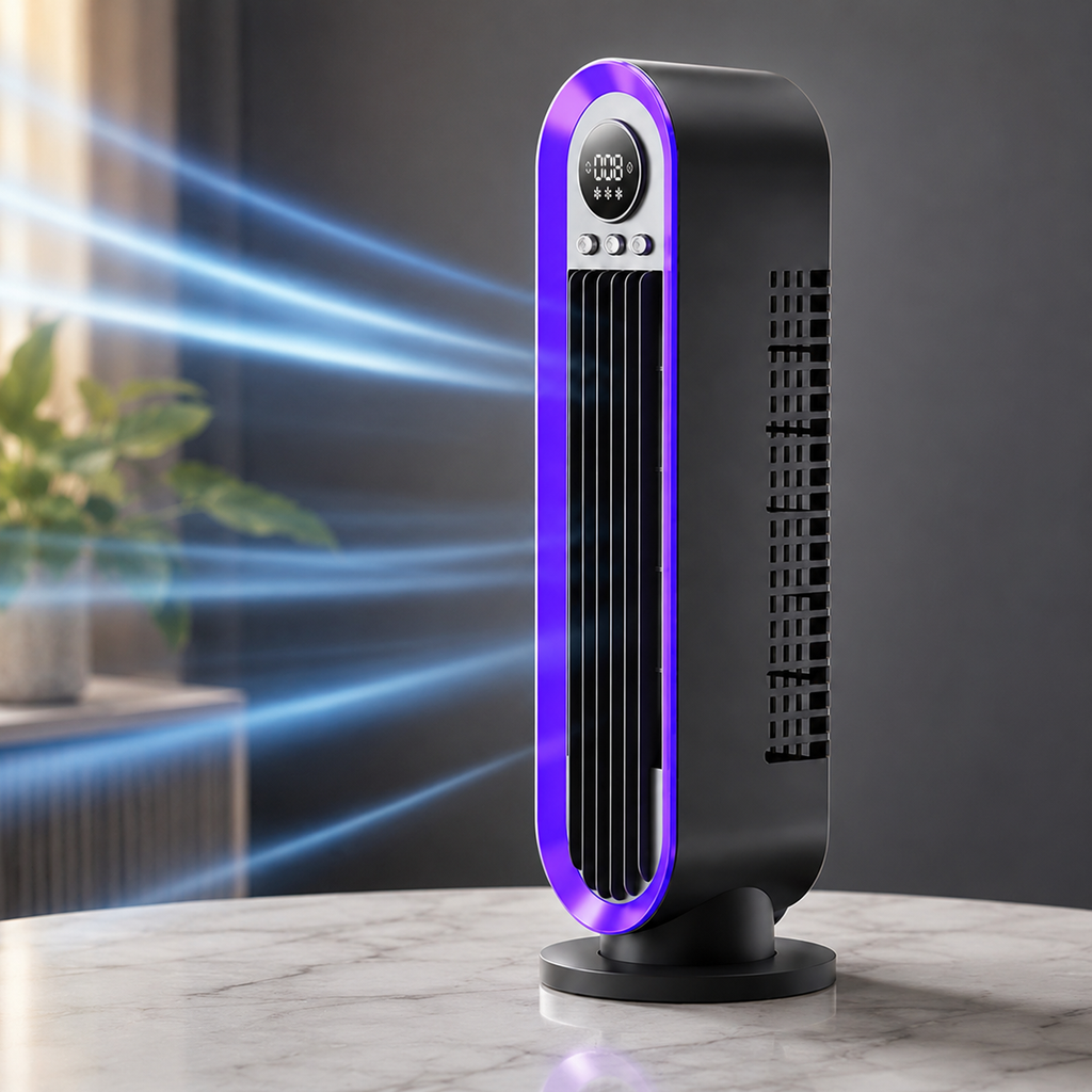 Leiser hoher schlanker oszillierender Turmventilator für tragbare Kühlung | Temsk