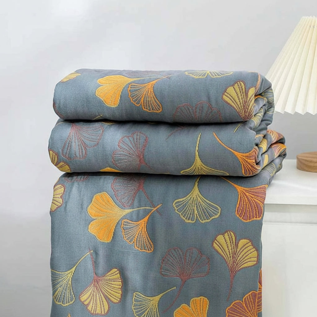 Leaf Pattern Reversible Blanket For Cozy Living Room Decor | Temsk