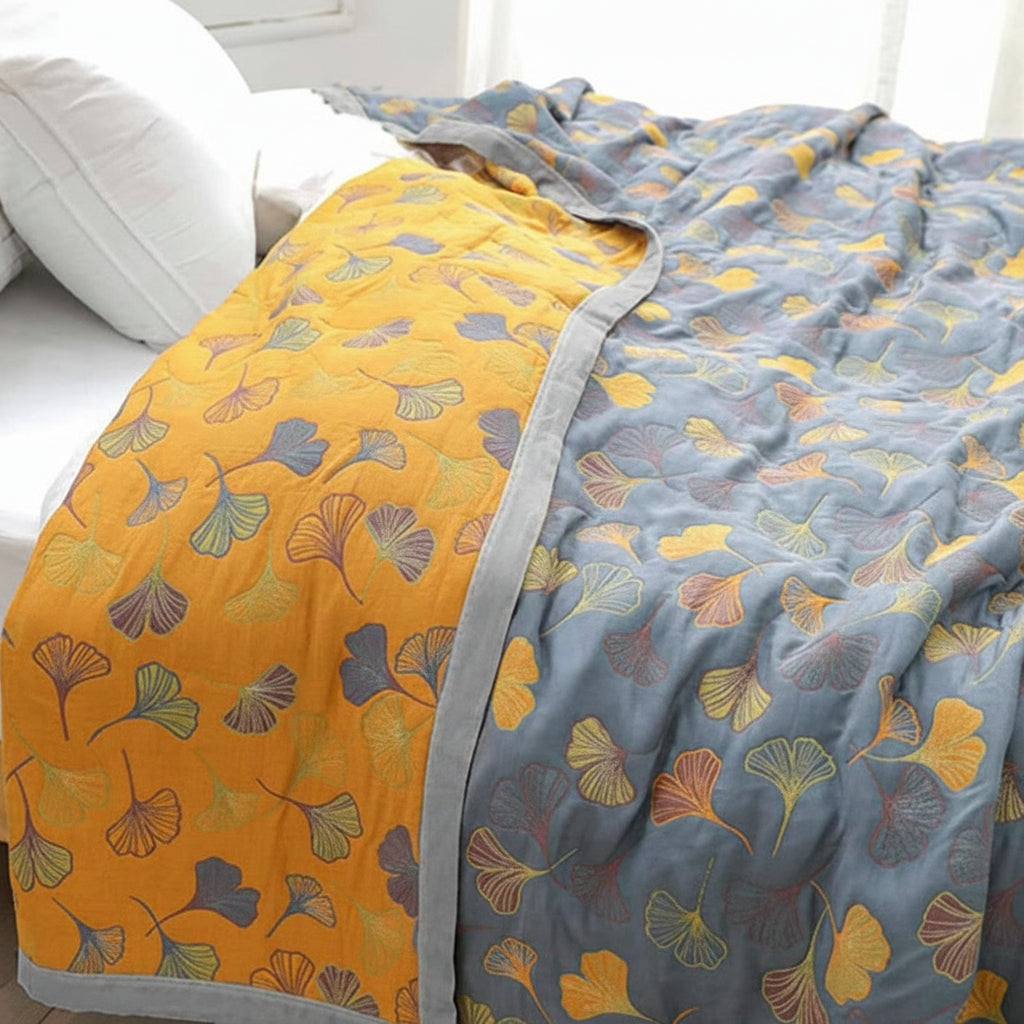 Leaf Pattern Reversible Blanket For Cozy Living Room Decor | Temsk