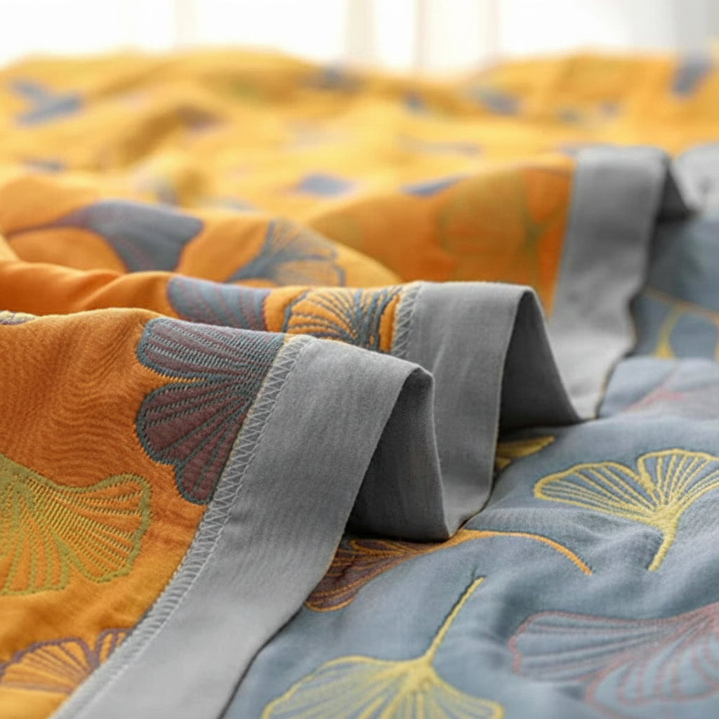 Leaf Pattern Reversible Blanket For Cozy Living Room Decor | Temsk