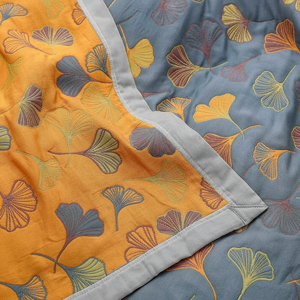 Leaf Pattern Reversible Blanket For Cozy Living Room Decor | Temsk