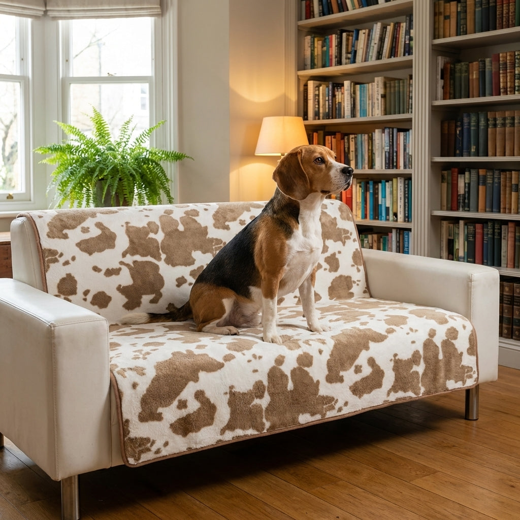 Cow Print Plush Pet Blanket Non-Slip Backing 2 Sizes | Temsk