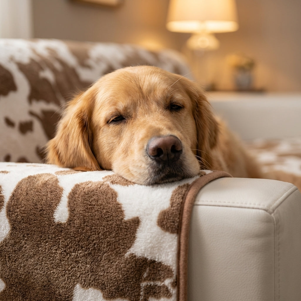 Cow Print Plush Pet Blanket Non-Slip Backing 2 Sizes | Temsk
