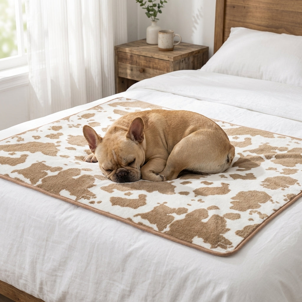 Cow Print Plush Pet Blanket Non-Slip Backing 2 Sizes | Temsk