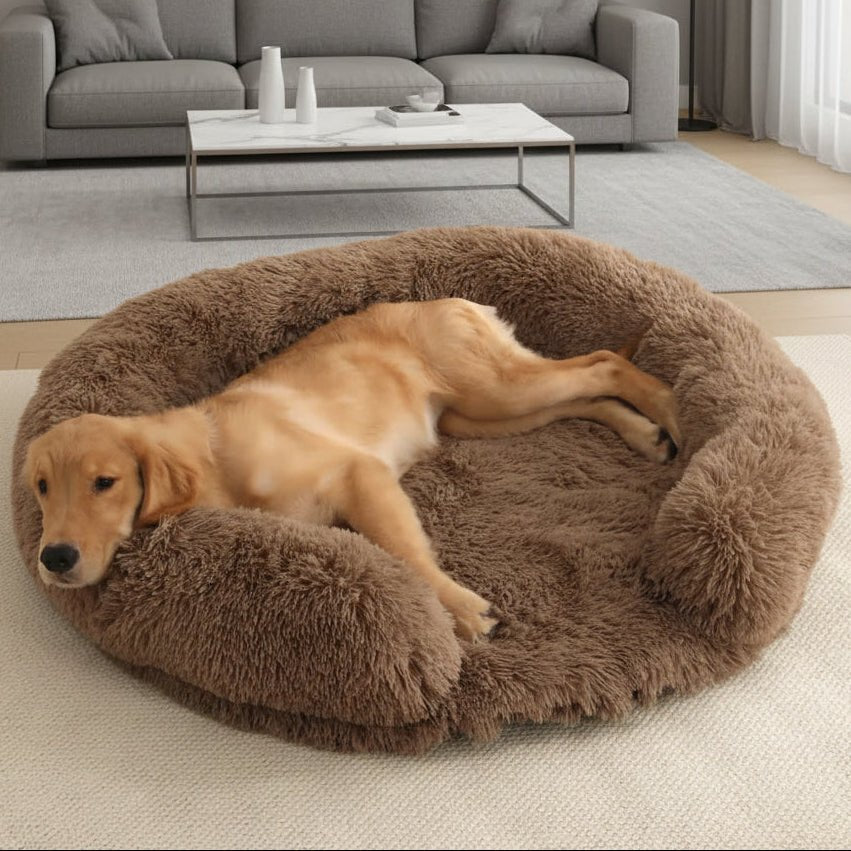 NuzzleNest Semi-Open Round Dog Bed With Ultra-Soft Plush Comfort | Temsk