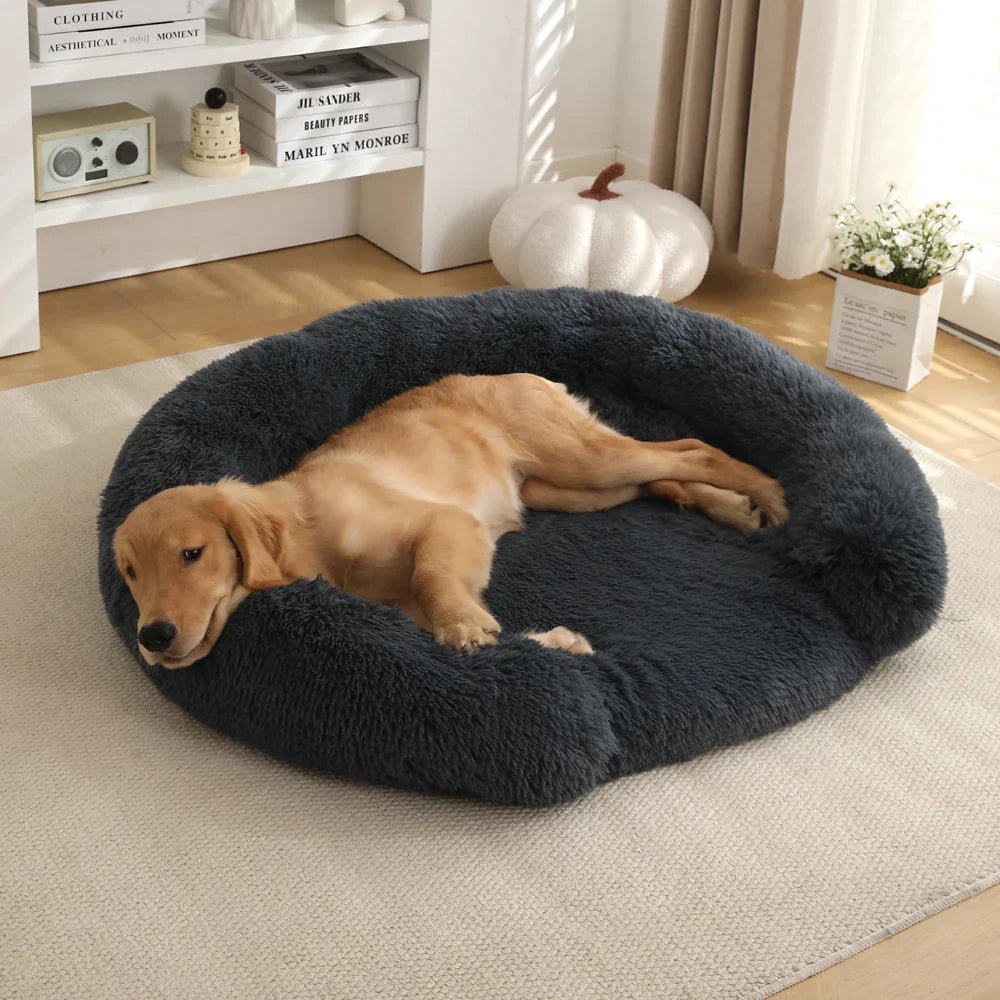 NuzzleNest Semi-Open Round Dog Bed With Ultra-Soft Plush Comfort | Temsk