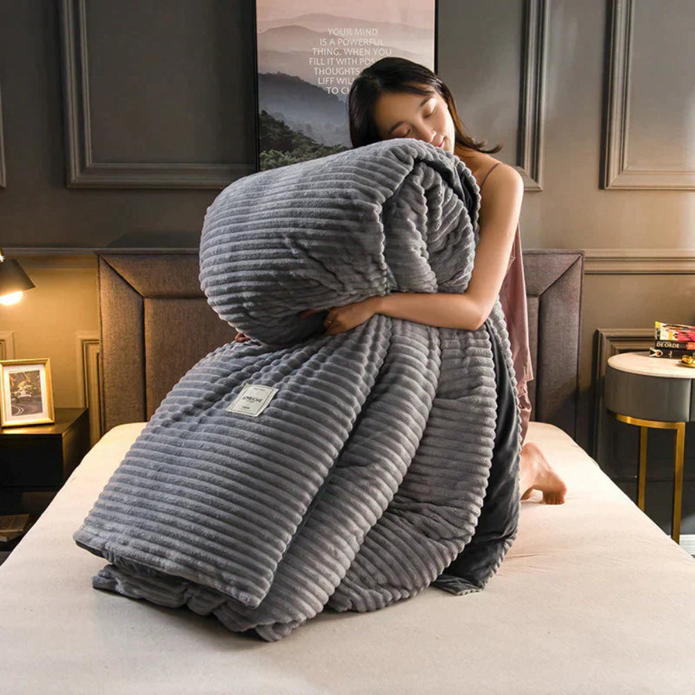 Winter Plush Duvet Cover Set With Bedspread Look Design | Temsk