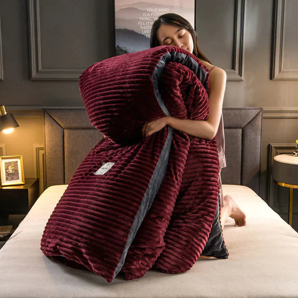 Winter Plush Duvet Cover Set With Bedspread Look Design | Temsk