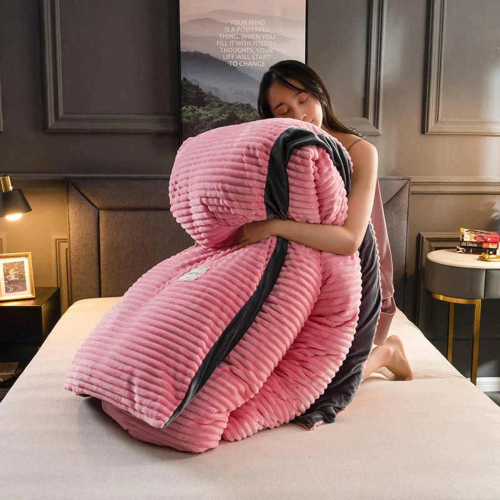 Winter Plush Duvet Cover Set With Bedspread Look Design | Temsk