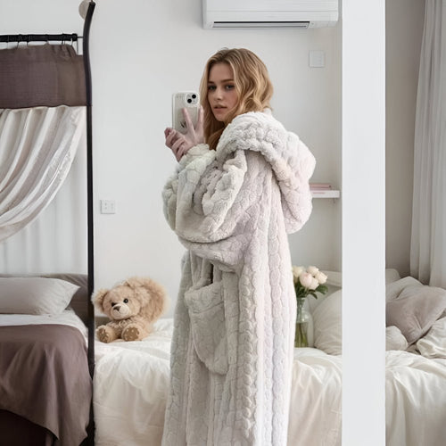 CozyNest Women's Hooded Bathrobe With Pockets By Temsk