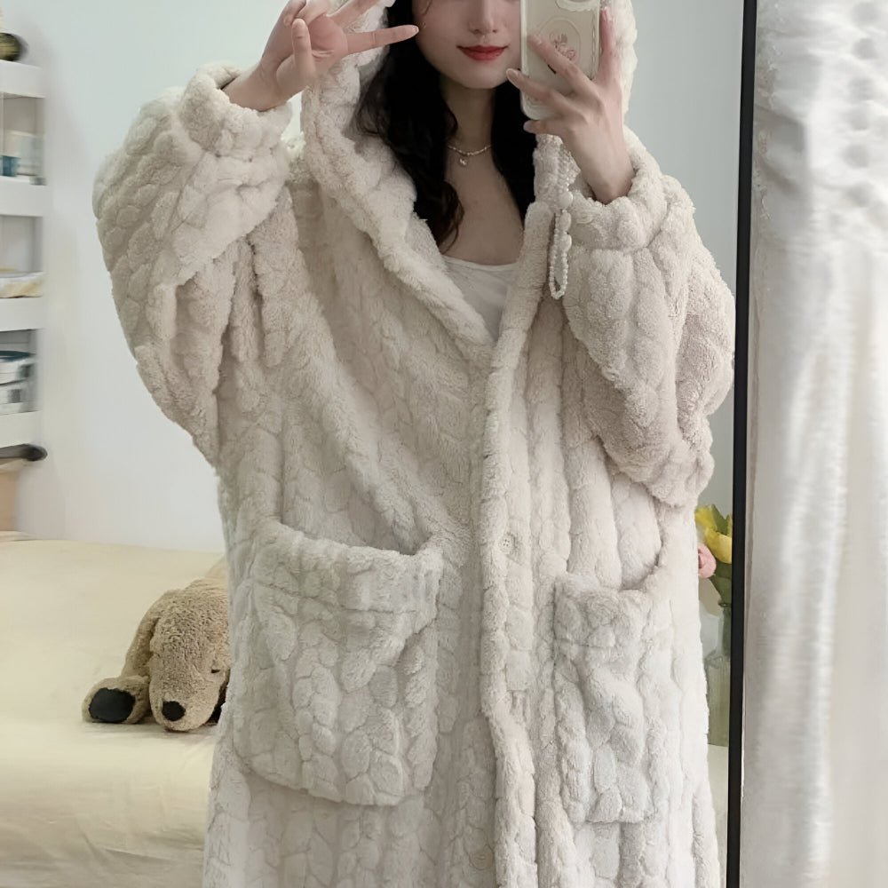CozyNest Hooded Bathrobe for Women With Pockets and Warmth | Temsk