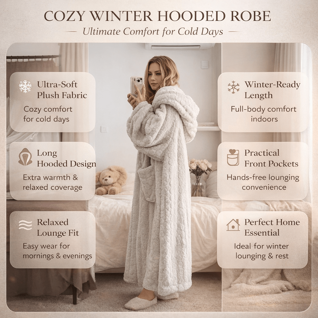 CozyNest Hooded Bathrobe for Women With Pockets and Warmth | Temsk